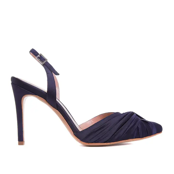 Pantofi Ana Satin, Bleumarin - 35 / 8 cm