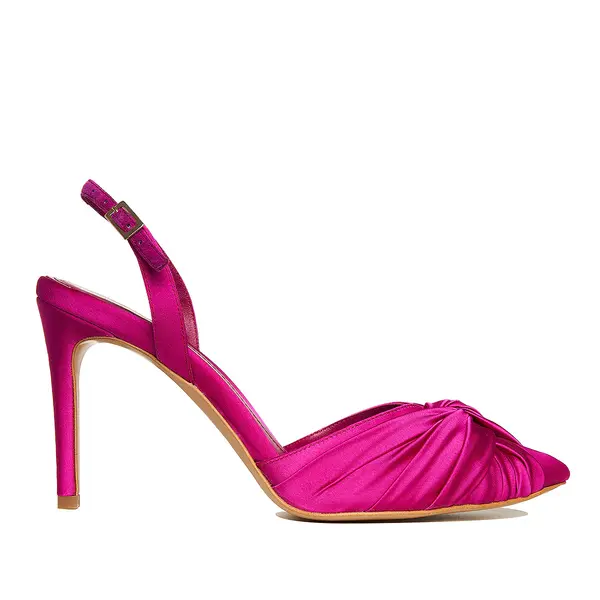 Pantofi Ana Satin, Fucsia - 34 / 8 cm