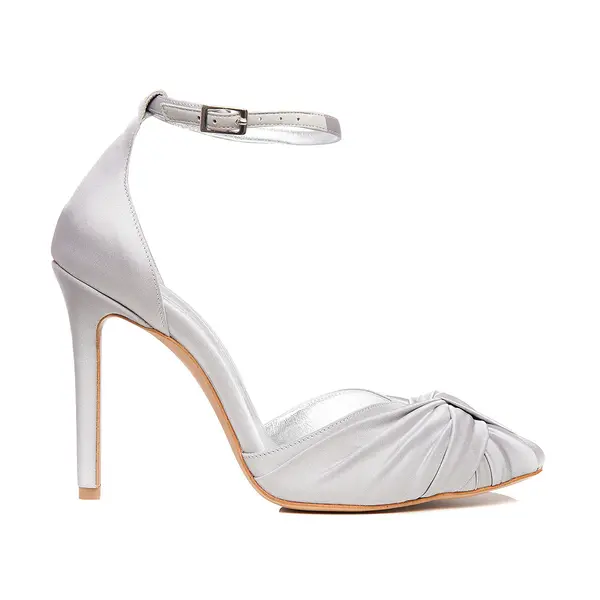 Pantofi Ana Satin, Gri-Argintiu - 41 / 11 cm
