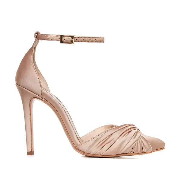 Pantofi Ana Satin, Nude-Auriu - 38 / 6.5 cm