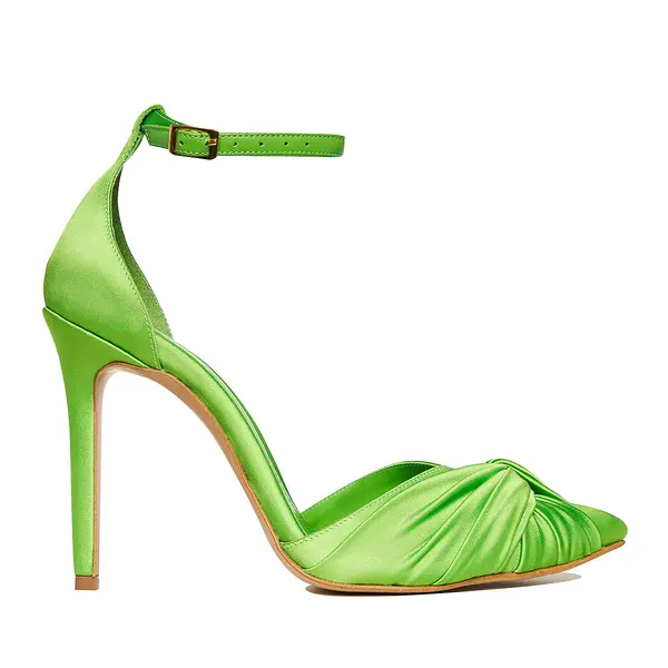Pantofi Ana Satin, Verzi - 37 / 8 cm
