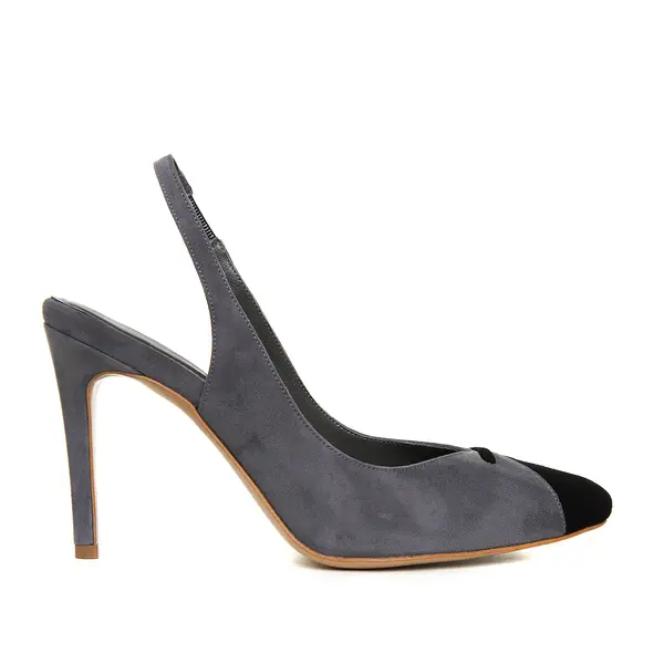 Pantofi Beatrice, Piele Intoarsa, Gri - 40 / 8 cm