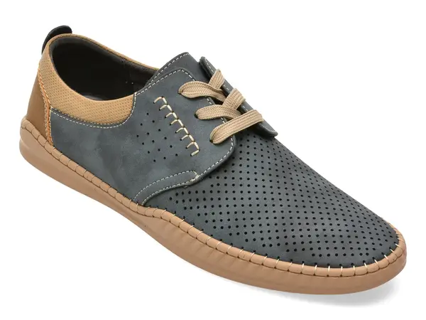 Pantofi BITE THE BULLET bleumarin, H696, din piele naturala