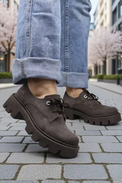 Pantofi Casual Dama din Piele Intoarsa - Perugia Brown