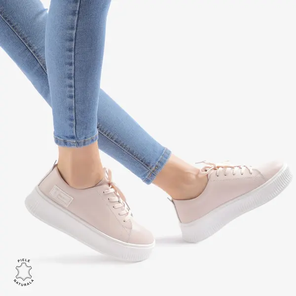 Pantofi Casual dama din Piele Naturala CRL0850 ROZ