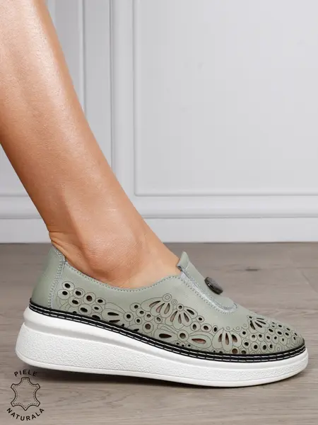 Pantofi Casual dama din Piele naturala cu model Perforat CRL1600 Barilla