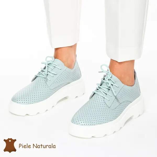 Pantofi Casual Dama Piele naturală CRL0207 ALBASTRU