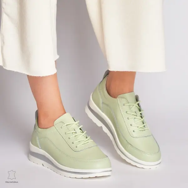 Pantofi casual de dama din piele naturala CRL0002 VERDE