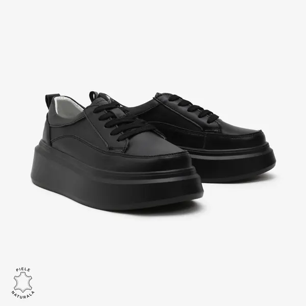 Pantofi Casual de dama din Piele Naturala CRL0566 NEGRU