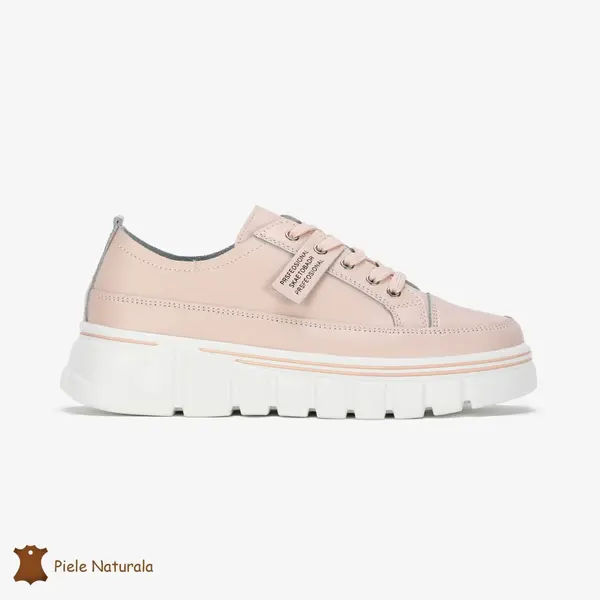 Pantofi Casual de dama din Piele naturala Interior confortabil CRL0488 ROZ