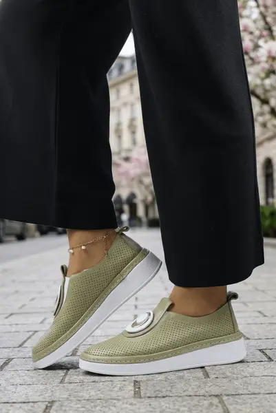 Pantofi Casual din Piele cu Accesoriu - LUMI AVOCADO