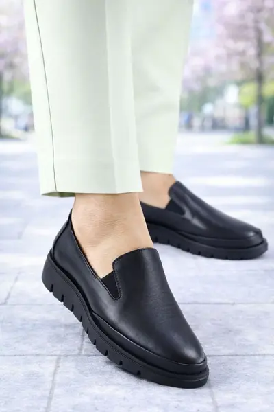 Pantofi Casual din Piele Negri cu Elastic - VEA BLACK