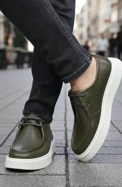 Pantofi Casual din Piele Verde cu Talpa Alba - RUD GREEN