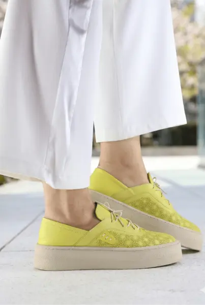 Pantofi Casual-Sport din Piele Galbeni - PADO YELLOW