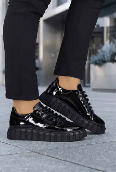 Pantofi Casual-Sport din Piele Lac Neagra - TORY LAC
