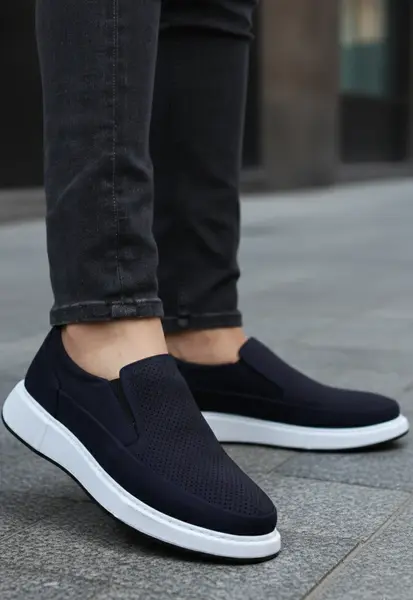Pantofi Casual tip Slip-On din Piele Albastri - FYZ BLU