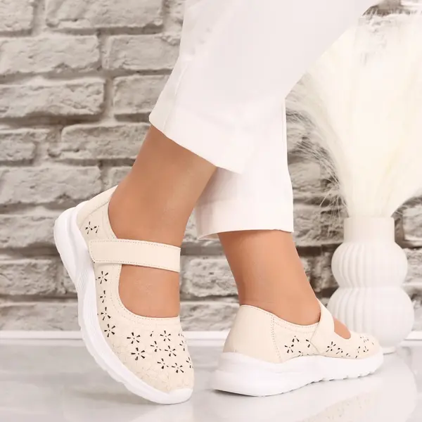 Pantofi dama casual Bej din Piele Ecologica Lani