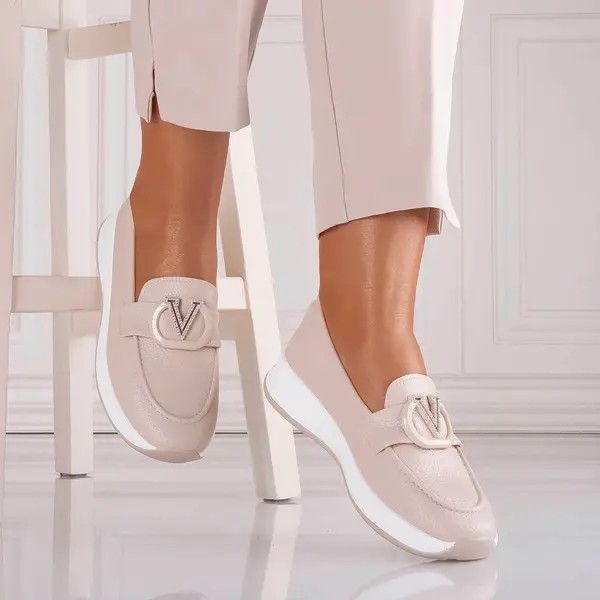 Pantofi dama Casual Bej din Piele Ecologica Nelisia
