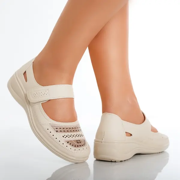 Pantofi dama casual Bej din Piele Ecologica Oema
