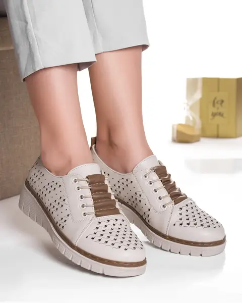 Pantofi dama casual Bej din Piele Ecologica Tusami