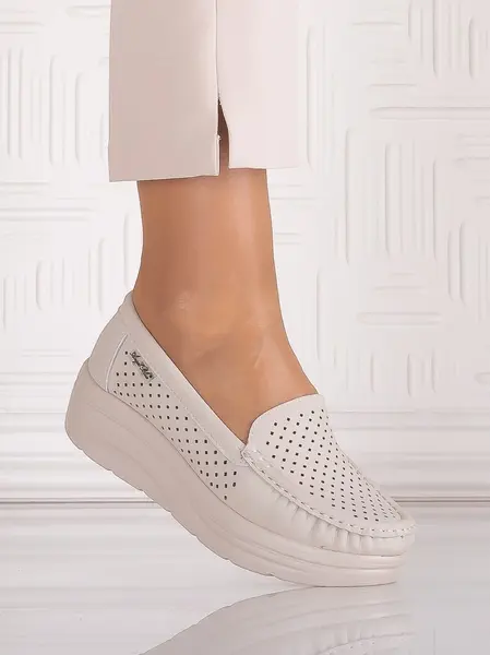 Pantofi dama casual Bej din Piele Naturală Anastassia
