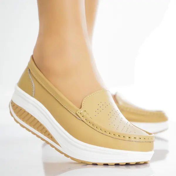 Pantofi dama casual Bej piele naturala nancy