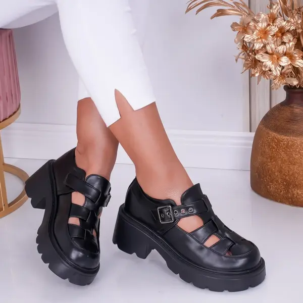 Pantofi dama casual Negri din Piele Ecologica Pepa