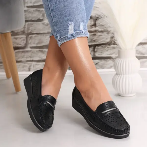Pantofi dama casual Negri din Piele Ecologica Rahil