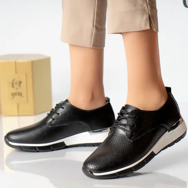 Pantofi dama casual negri piele naturala lamita