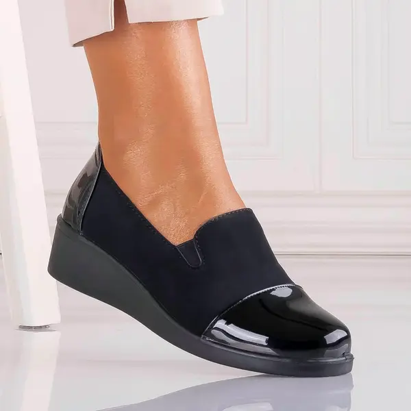 Pantofi dama cu platforma Negri din Piele Ecologica Intoarsa Eghima