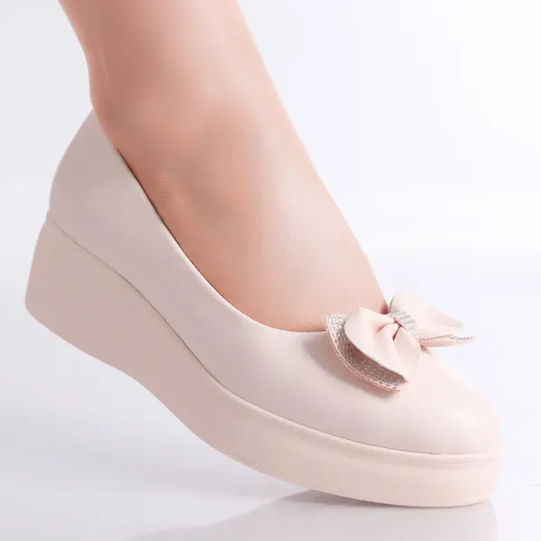 Pantofi Dama cu Platforma Nude din Piele Ecologica Inloy