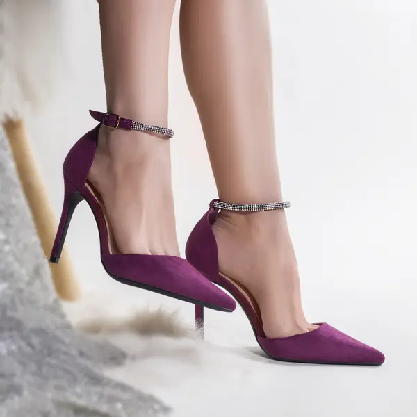 Pantofi dama piele eco intoarsa mov tolib