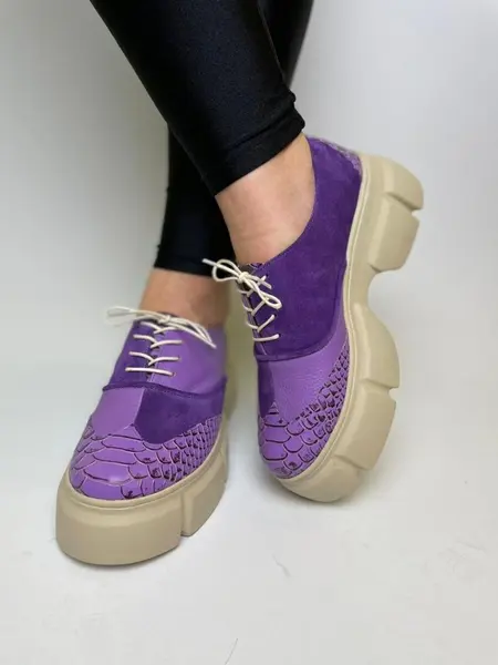 Pantofi dama Purple Snake din piele naturala