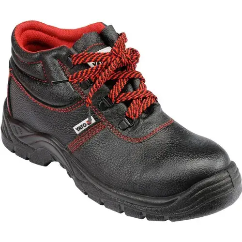 Pantofi de lucru Yato YT-80733, Piele naturala, Negru/Rosu, 39