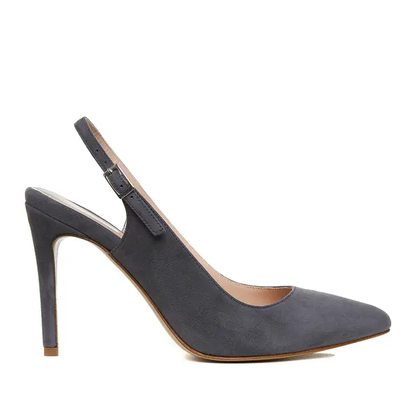 Pantofi Decupati Alice Piele Intoarsa, Gri - 34 / 11 cm