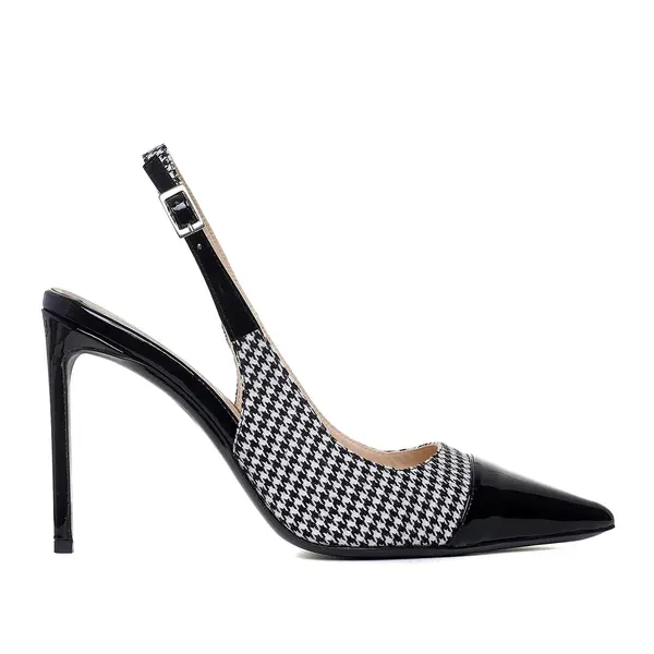 Pantofi Decupati Zurra Pepit Textil, Alb/Negru - Premium Collection - 36 / 10 cm
