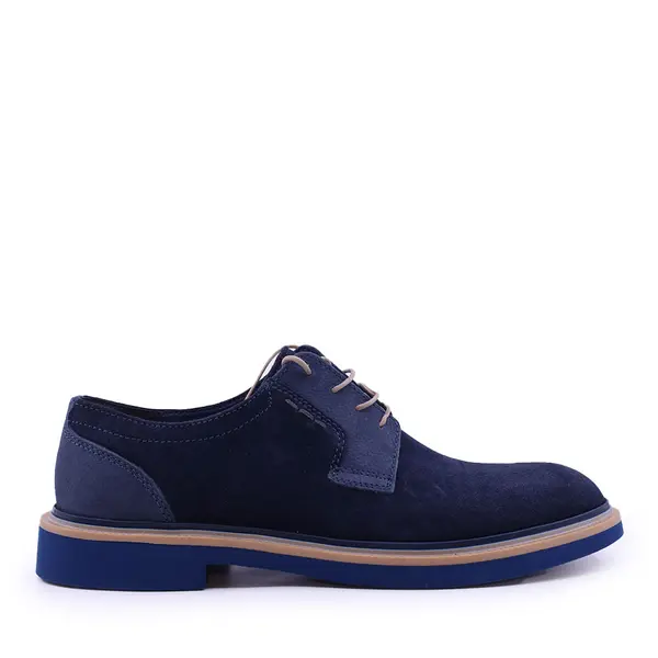 Pantofi derby bărbați Luca di Gioia bleumarin din piele întoarsă 719BP4050VBL