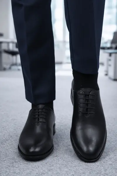 Pantofi Eleganti Barbati din Piele cu Siret Negri - PETER BLACK