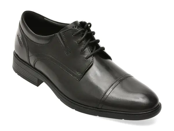 Pantofi eleganti CLARKS negri, STEADWELL CAP, din piele naturala