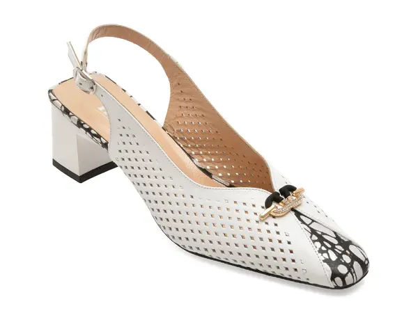 Pantofi eleganti IMAGE albi, 531251, din piele naturala
