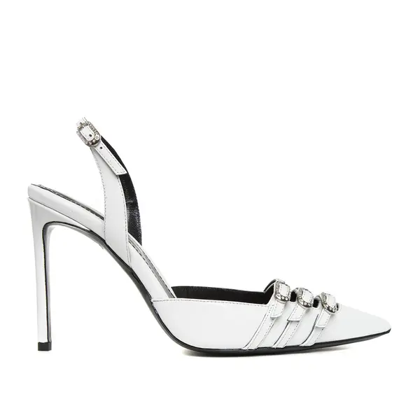 Pantofi Gina Piele Lacuita, Albi - Premium Collection - 40 / 10 cm