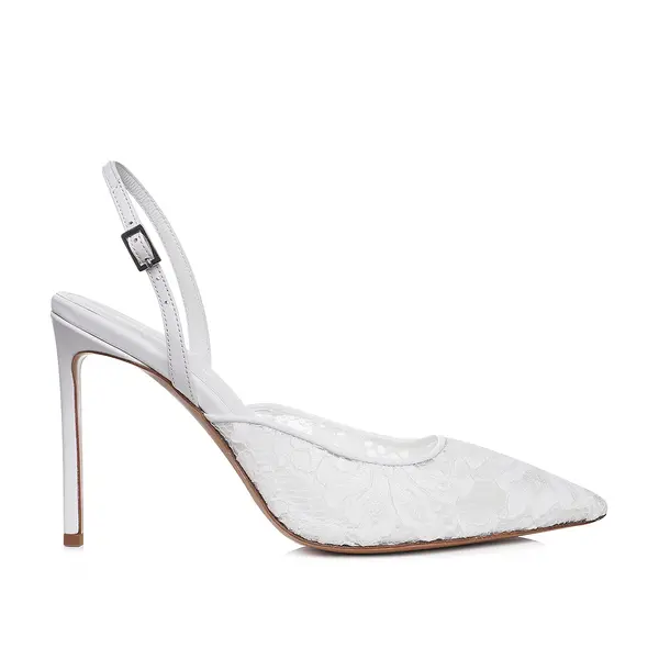 Pantofi Ines Piele Naturala/Dantela, Alb - Premium Collection - 40 / 10 cm