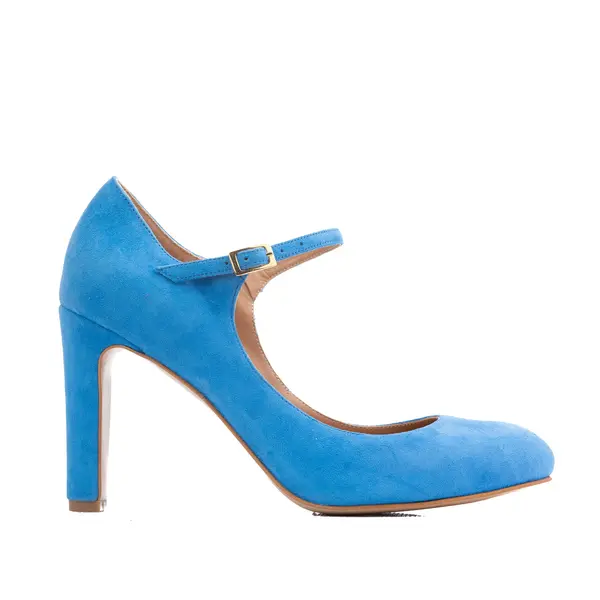 Pantofi Lydia Piele Intoarsa, Albastri - 37 / 8 cm