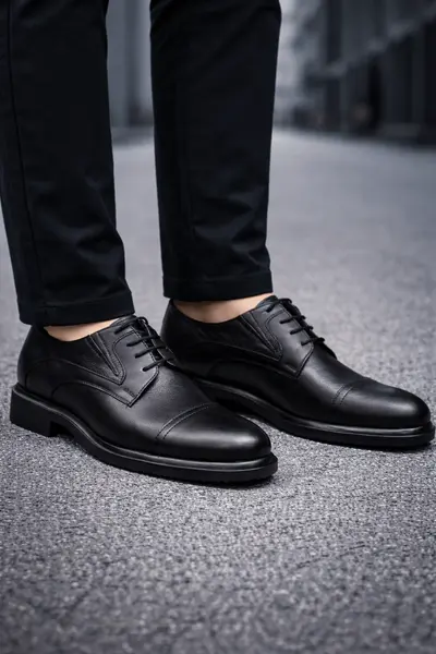Pantofi Premium din Piele Negri - ZYRE BLACK