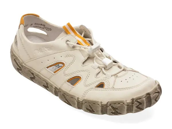 Pantofi RIEKER albi, L0381, din piele naturala