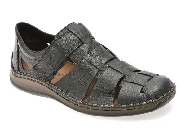 Pantofi RIEKER negri, 5281, din piele naturala