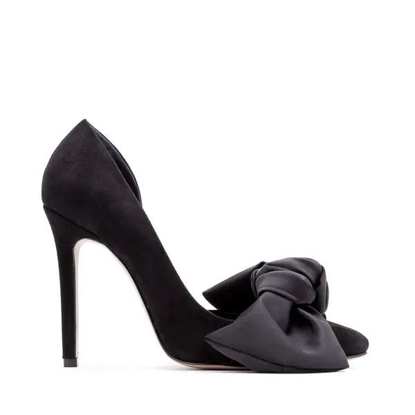 Pantofi Samantha cu Funda, Piele Intoarsa, Negri - 36 / 11 cm