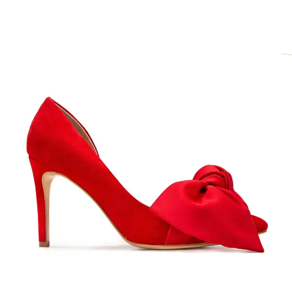 Pantofi Samantha cu Funda, Piele Intoarsa, Rosii - 40 / 9.5 cm