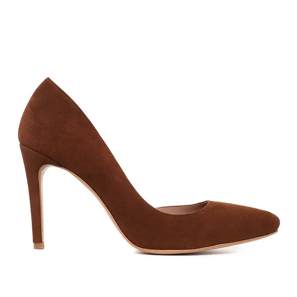 Pantofi Samantha Piele Intoarsa, Maro-Ciocolatiu - 35 / 11 cm