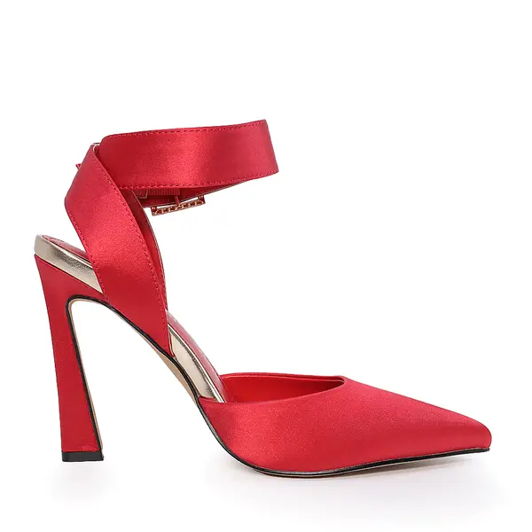 Pantofi slingback femei Benvenuti roșii din satin 1207DD2408RAR